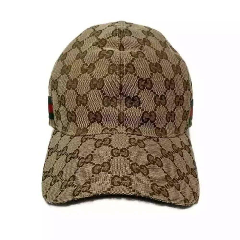 100% Authentic GUCCI Original GG Baseball Cap 200035 Beige Brown Multi Polyester